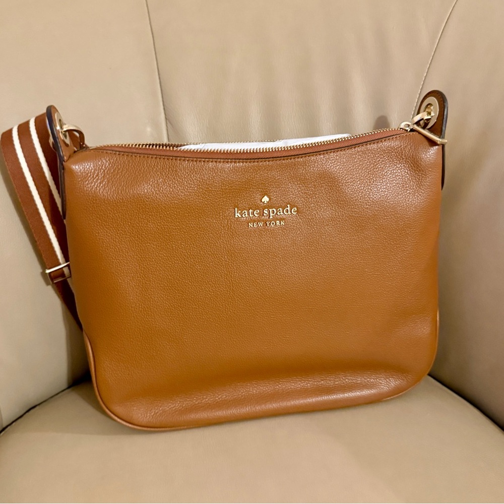 Kate Spade New York Rosie Large pebbled leather brown crossbody bag - Picture 2 of 13
